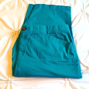 Teal stretch band capris